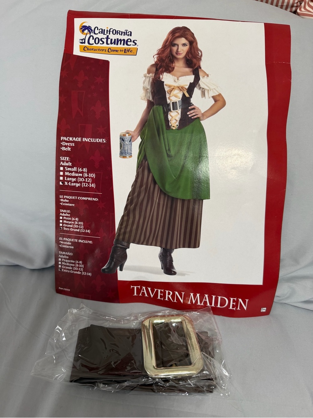 California Costumes- Women’s Green & Brown Tavern Maiden Costume. Size-XL